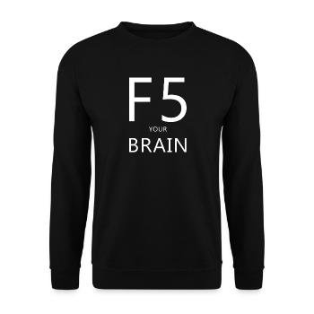 F5, Computer, Spruch, Denken, Nerd, Computer Humor - Unisex Pullover - Schwarz - Vorne - Alina (178cm) & Michal (187cm)