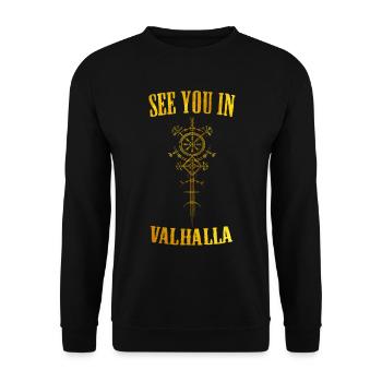 Wikinger Runen Nordisch Walhalla - Unisex Pullover - Schwarz - Vorne - Alina (178cm) & Michal (187cm)
