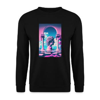 Eine Vaporwave Erkundung von Schönheit und Antike - Unisex Pullover - Schwarz - Vorne - Alina (178cm) & Michal (187cm)