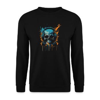 Crâne coloré portant des écouteurs - Sweat-shirt Unisexe - noir - Devant - Alina (178cm) & Michal (187cm)