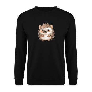 Niedliche Igel-Illustration im Aquarellstil - Unisex Pullover - Schwarz - Vorne - Alina (178cm) & Michal (187cm)