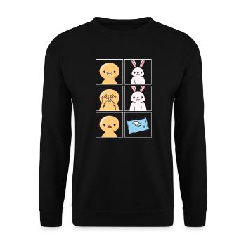 Oreiller de lapin cassé Design pour les fans de lapin - Sweat-shirt Unisexe - noir - Devant - Alina (178cm) & Michal (187cm)