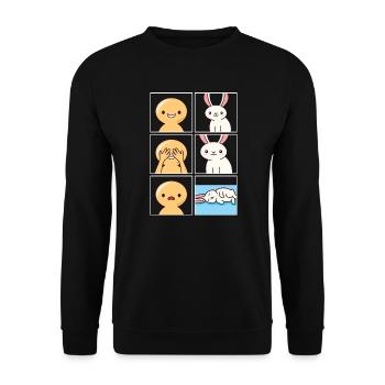 Kaninchen-Flop-Design für Kaninchenhalter - Unisex Pullover - Schwarz - Vorne - Alina (178cm) & Michal (187cm)