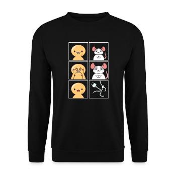 Ratte Kabel wurde gegessen Design für Rattenfans - Unisex Pullover - Schwarz - Vorne - Alina (178cm) & Michal (187cm)