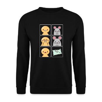 Rat Cushion Eaten Design for Rat Holders - Unisex Sweatshirt - black - Front - Alina (178cm) & Michal (187cm)