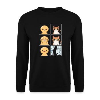 Cats Destroyed Curtains Design for Cat Fans - Unisex Sweatshirt - black - Front - Alina (178cm) & Michal (187cm)