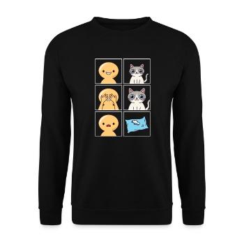 Conception cassée d’oreiller de chat pour les propriétaires de chats - Sweat-shirt Unisexe - noir - Devant - Alina (178cm) & Michal (187cm)