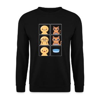 Cat Eats Fast Design for Cat Owners - Unisex Sweatshirt - black - Front - Alina (178cm) & Michal (187cm)