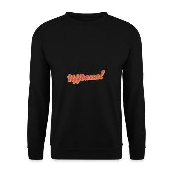 Uffbassa! - Aufpassen! Schwäbisch - Unisex Pullover - Schwarz - Vorne - Alina (178cm) & Michal (187cm)