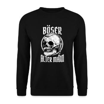 Böser Alter Mann Schädel Spruch Humor Wikinger - Unisex Pullover - Schwarz - Vorne - Alina (178cm) & Michal (187cm)
