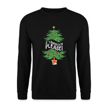 Weihnachten Humor Lustig Spruch Ä Tännsch'n Please - Unisex Pullover - Schwarz - Vorne - Alina (178cm) & Michal (187cm)