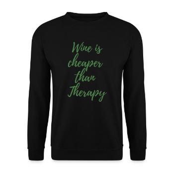 Wine is cheaper than therapy - Unisex Pullover - Schwarz - Vorne - Alina (178cm) & Michal (187cm)