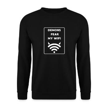 Demons fear my WiFi - Unisex Sweatshirt - black - Front - Alina (178cm) & Michal (187cm)
