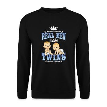 Real men make twins Zwillinge Vater Geschenk Baby - Unisex Pullover - Schwarz - Vorne - Alina (178cm) & Michal (187cm)
