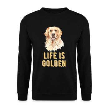 Golden Retriever - Unisex Pullover - Schwarz - Vorne - Alina (178cm) & Michal (187cm)