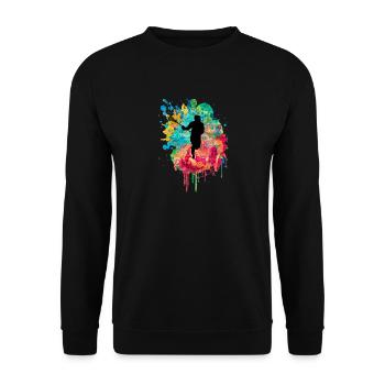 Lacrosse Player PopArt - Unisex Sweatshirt - black - Front - Alina (178cm) & Michal (187cm)
