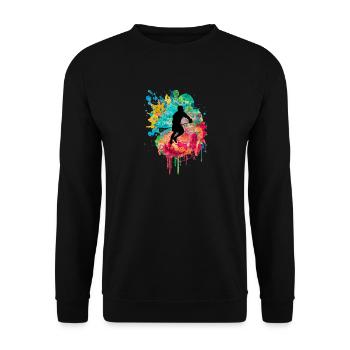 Lacrosse Player PopArt - Unisex Sweatshirt - black - Front - Alina (178cm) & Michal (187cm)