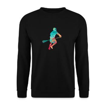 Lacrosse Player PopArt - Unisex Sweatshirt - black - Front - Alina (178cm) & Michal (187cm)