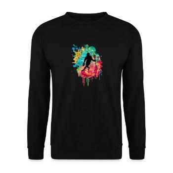 Lacrosse Player PopArt - Unisex Sweatshirt - black - Front - Alina (178cm) & Michal (187cm)