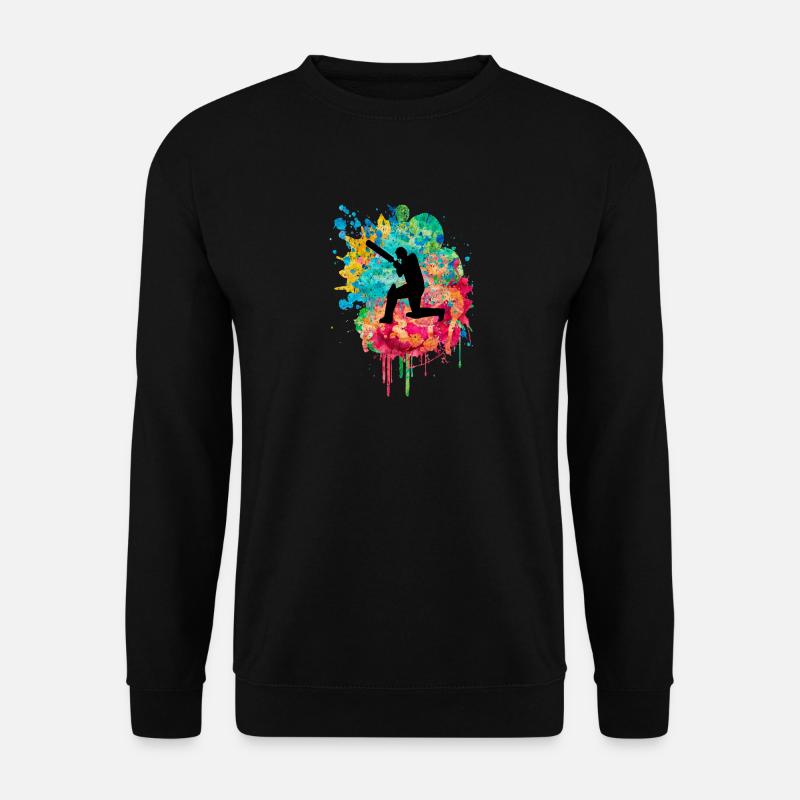 Cricket-Spieler in Popart - Unisex Pullover - Schwarz