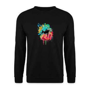 Breakdance Breakdancer PopArt - Unisex Pullover - Schwarz - Vorne - Alina (178cm) & Michal (187cm)