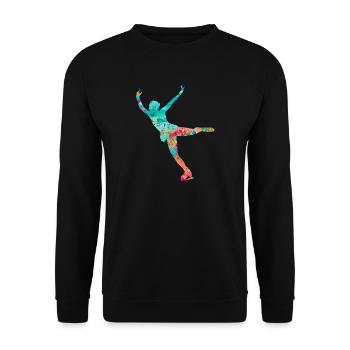 Eiskunstlauf PopArt - Unisex Pullover - Schwarz - Vorne - Alina (178cm) & Michal (187cm)