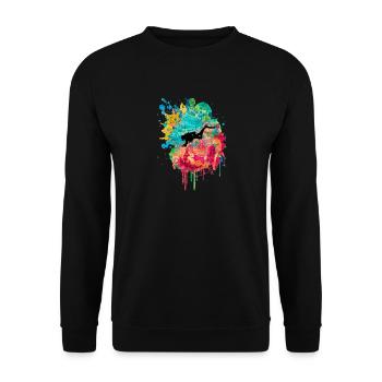 Tiefseetaucher und Taucher PopArt - Unisex Pullover - Schwarz - Vorne - Alina (178cm) & Michal (187cm)