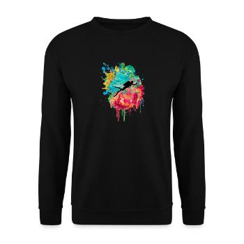 Tiefseetaucher und Taucher PopArt - Unisex Pullover - Schwarz - Vorne - Alina (178cm) & Michal (187cm)