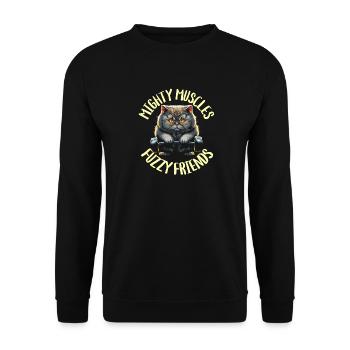 Bodybuilding Cat - Powerful Muscles Fuzzy - Unisex Sweatshirt - black - Front - Alina (178cm) & Michal (187cm)