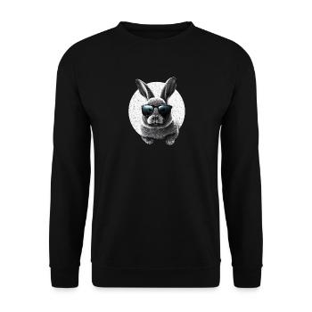 Cooler Hase mit Sonnenbrille - Unisex Pullover - Schwarz - Vorne - Alina (178cm) & Michal (187cm)