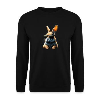 Cooler Hase mit Sonnenbrille - Unisex Pullover - Schwarz - Vorne - Alina (178cm) & Michal (187cm)
