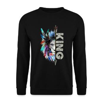 King and Queen Lion Partner Couple Male - Unisex Sweatshirt - black - Front - Alina (178cm) & Michal (187cm)
