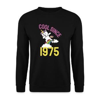 Cool since 1975 Dabbing cat 47th birthday - Unisex Sweatshirt - black - Front - Alina (178cm) & Michal (187cm)