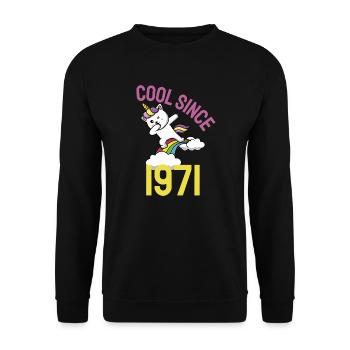 Cool since 1971 Dabbing cat 51st birthday - Unisex Sweatshirt - black - Front - Alina (178cm) & Michal (187cm)