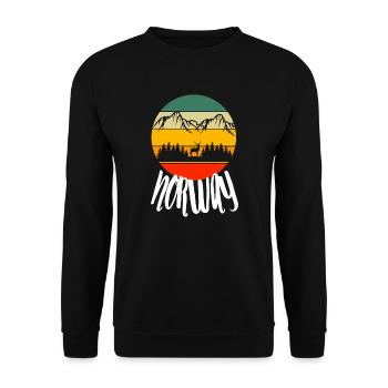 Norway Nature Retro Forest Trees Animal Deer - Unisex Sweatshirt - black - Front - Alina (178cm) & Michal (187cm)