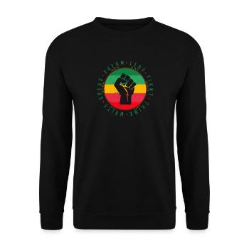 Black History Melanin historisch wie Malcolm Be Pro - Unisex Pullover - Schwarz - Vorne - Alina (178cm) & Michal (187cm)