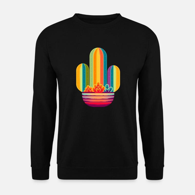 Regenbogen Kaktus - Unisex Pullover - Schwarz