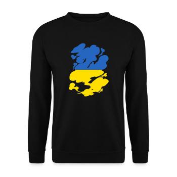 Drapeau de l’Ukraine Vintage Drapeau ukrainien d’occasion Look - Sweat-shirt Unisexe - noir - Devant - Alina (178cm) & Michal (187cm)