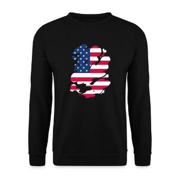 USA Flagge Amerika Fahne Stars & Stripes Patriot - Unisex Pullover - Schwarz - Vorne - Alina (178cm) & Michal (187cm)