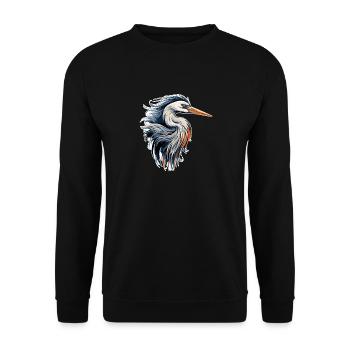 Reiher - Unisex Pullover - Schwarz - Vorne - Alina (178cm) & Michal (187cm)