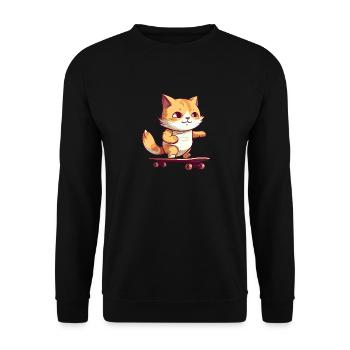 Skateboarder Cat Girl Skater - Unisex Sweatshirt - black - Front - Alina (178cm) & Michal (187cm)