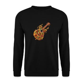 Pizza Gitarre - Unisex Pullover - Schwarz - Vorne - Alina (178cm) & Michal (187cm)