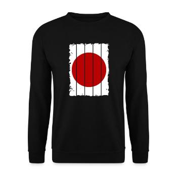 Japan Flag Used Look Nihon Japanese Flag - Unisex Sweatshirt - black - Front - Alina (178cm) & Michal (187cm)