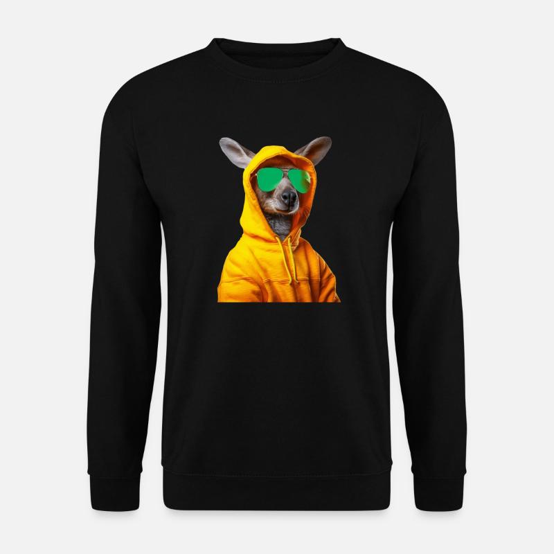 Känguru mit Sonnenbrille Beuteltier Kangaroo - Unisex Pullover - Schwarz