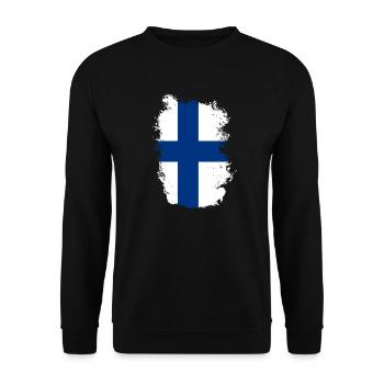 Finnland Flagge Suomi Finnische Fahne Used Look - Unisex Pullover - Schwarz - Vorne - Alina (178cm) & Michal (187cm)