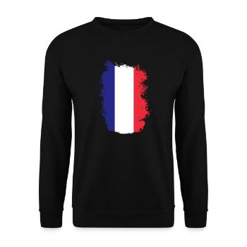 Frankreich Flagge Used Look Französische Fahne - Unisex Pullover - Schwarz - Vorne - Alina (178cm) & Michal (187cm)