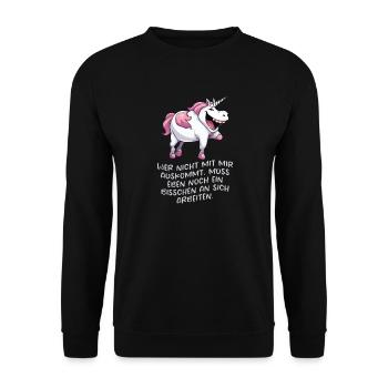 Wer nicht mit mir auskommt, muss eben noch ein... - Unisex Pullover - Schwarz - Vorne - Alina (178cm) & Michal (187cm)
