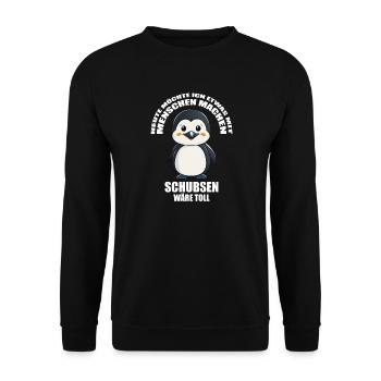 Gerne was mit Menschen machen schubsen wäre toll - Unisex Pullover - Schwarz - Vorne - Alina (178cm) & Michal (187cm)