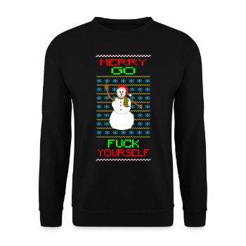 Go Fuck yourself ugly X-Mas - Unisex Sweatshirt - black - Front - Alina (178cm) & Michal (187cm)
