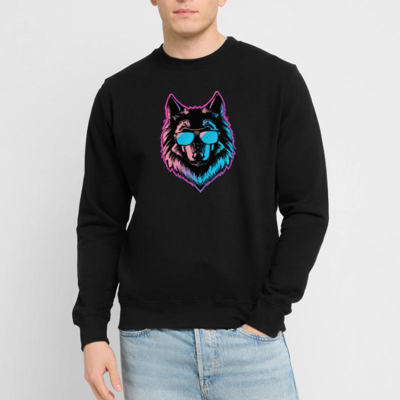 Der Coole Synthwolf Unisex Pullover